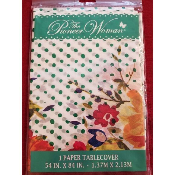 PIONEER WOMAN PAPER TABLECLOTH 54 X 84 ~ TIMELESS FLORAL - Picture 1 of 2